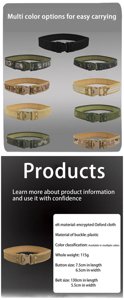 Men's Belt Outdoor Camouflage Tactical Belt Oxford Cloth Belt Mountaineering Belt Nylon Wide Waist Belt Work Belt Neutral Belts