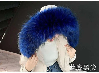 Detachable Faux Fur Collar Extra Large Warm Fake Fur Scarf Wrap Evening Cape For Winter Womens Coat Faux Fur Hood Ttrim Collar