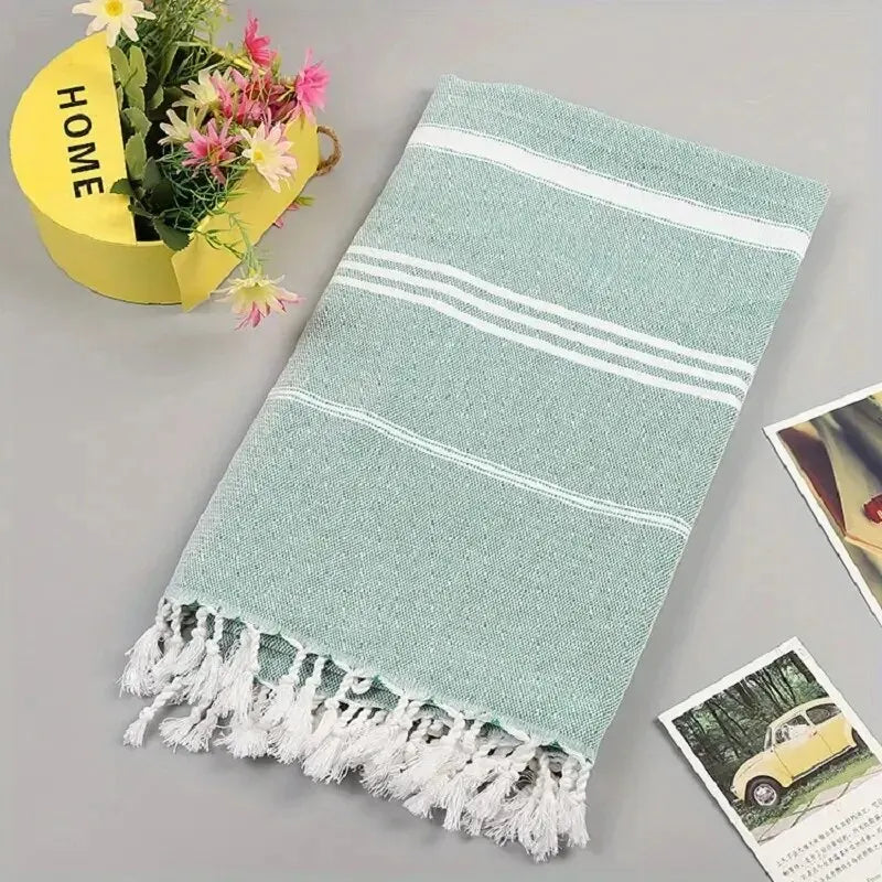 1pc Turkish Cotton Beach Towel, Oversized And Sand Free, Quick DryTowel, Beach Blanket For Bathing Swimming, 39*71 In, BathroomA
