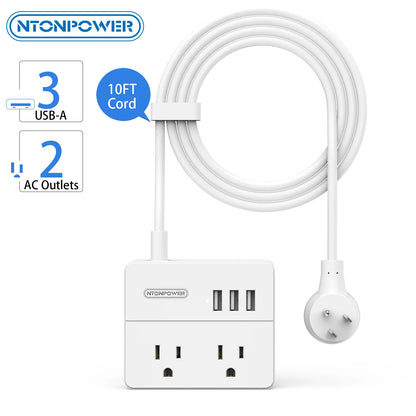 Power Strip US Plug 2 Outlets With 3USB Ports 15FT Extra-long Extension Cord（1.5/3/4.6 Meter）Smart USB Charger for Travel/Home