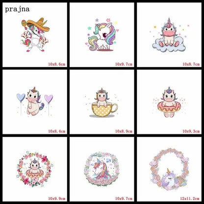 Rainbown Unicorn Heat Thermal Transfer For Clothes Cute Cartoon Iron-On Transfers Sticker On Babys Clothes DIY Aniaml Applique