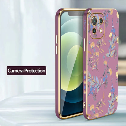 Shockproof Phone Case For Xiaomi Mi 13 13T 14T 14 Pro 12T 11i 2021 11X Pro 12 11 Lite 5G NE Flower Silicone Soft Plating Cover