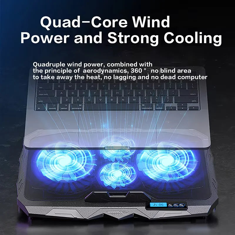 Laptop Cooling Pad,Laptop Cooler with 4 Quiet Fans for 12"-17" Computer,Gaming Laptop Fan, Height Adjustable Laptop Cooling