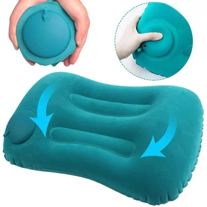 Camping Pillow Inflatable Travel Pillow 1pc Portable Neck Rest Press to Inflate Compact Air Pillow for Beach Office Home Travel