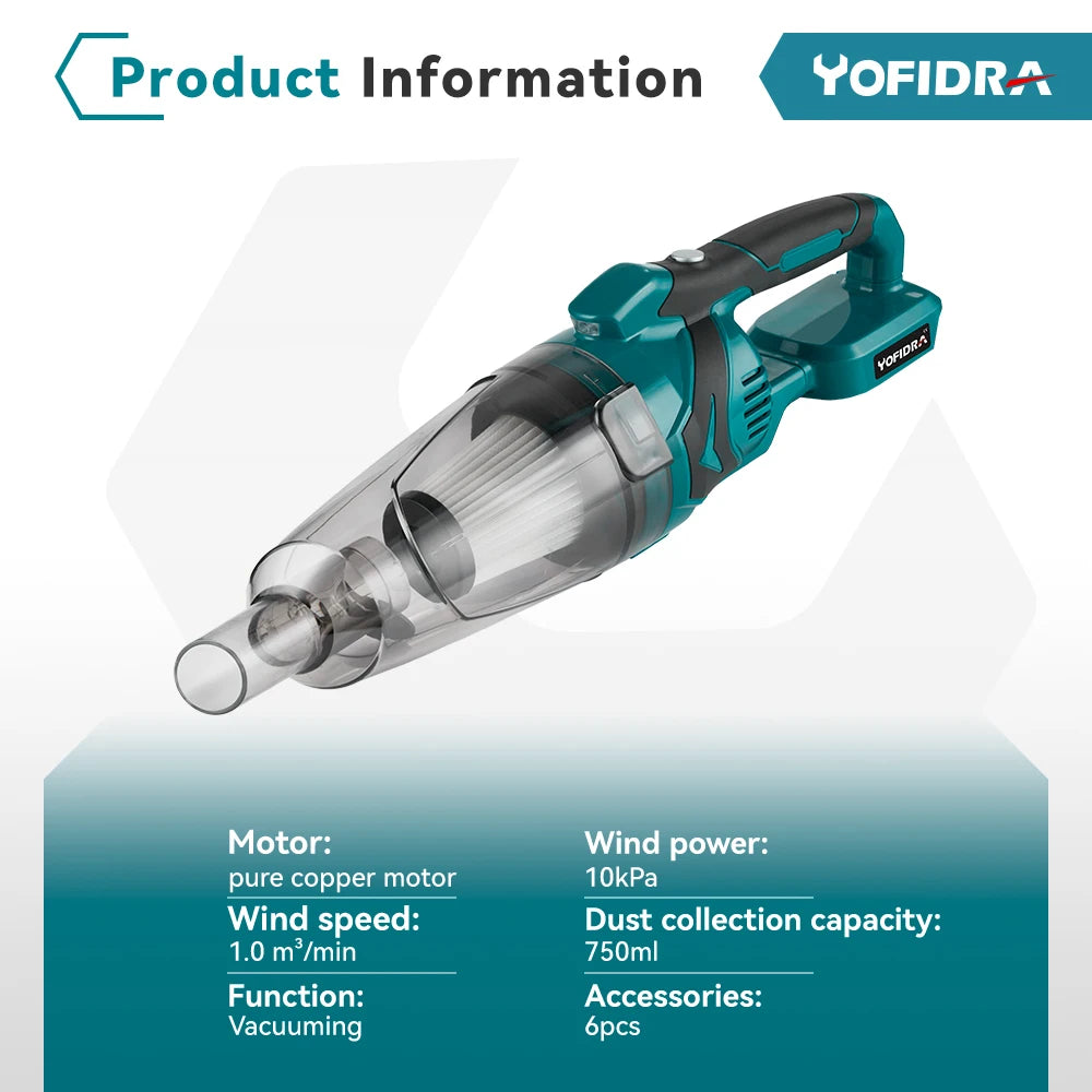 Electric Handheld Wireless Vacuum Cleaner Cordless Vacuum Home Car Dual Use Portable High Power Cleaning For Makita Battery Pin