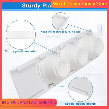 SDFC-4X Yogurt Organizer For Fridge, Yogurt Holder For Refrigerator Organizer Slider Yogurt Organizer Sliding Yogurt Holder