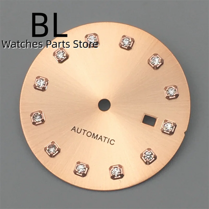 BLIGER 24.5mm Watch Dial Hand Set Sunburst Gray Rose White Mother Pearl Dial Roman Diamond Index Fit NH05 Movement Women Watches