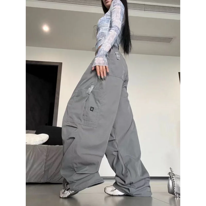 American Vintage Loose Cargo Pants Women Casual Street Personality Women's Cargo Pants Drawstring Design New Spring Trousers