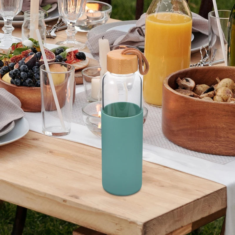Outdoor Glass Cup Mini Water Bottles Student Water Bottles Portable Water Cup Drinking Cup With Bamboo Cover