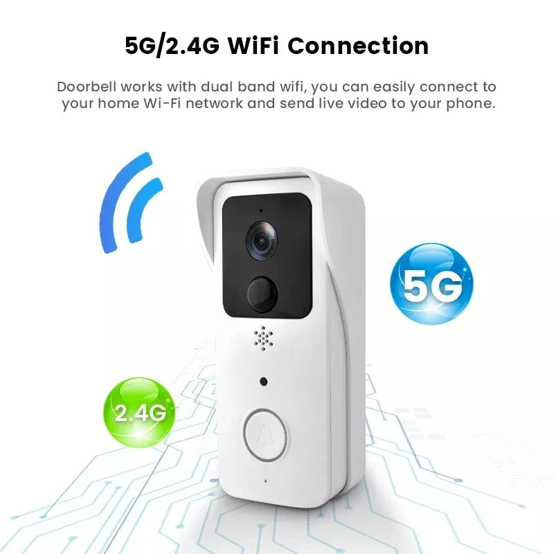 Video Doorbell 5G 2.4G WiFi 1080P Smart Outdoor Wireless Intercom Waterproof Wireless Camera Home Safety Doorbell Camera