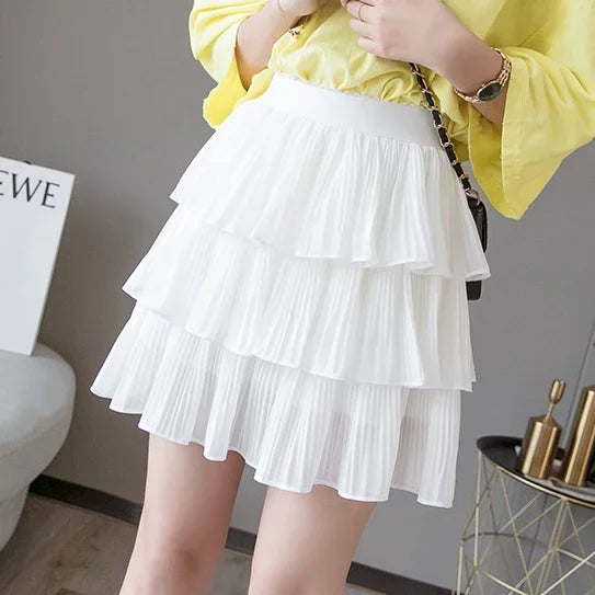 Skirts for Women Pleat Chiffon Womens Skirt Dots Clothing Mini Pleated Ruffle Short White Modest Aesthetic Harajuku A Line Cheap