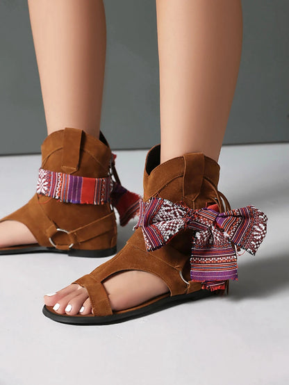 Sandalias De Mujer 2025 Summer Fashion Casual Beach Shoes Flat Women Sandals Bohemian Tassel Cool Boots Super Big Size 50 A05