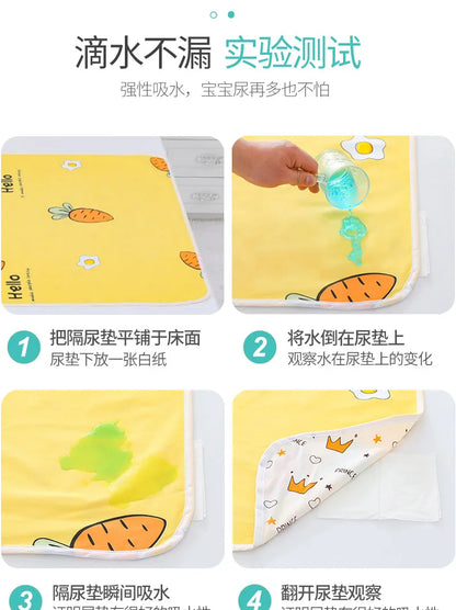 Newborn Cartoon Urine Pad Portable Cute Double Sided Bed Mat Waterproof Washable Diaper Changing Pad Children Diaper Products