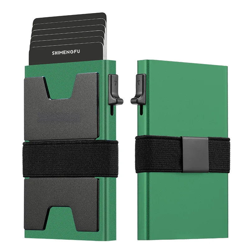 Custom Aluminum RFID Blocking Wallet Anti-Theft Credit Card Holder Fashion Leather ID Badge Decorative Metal Business