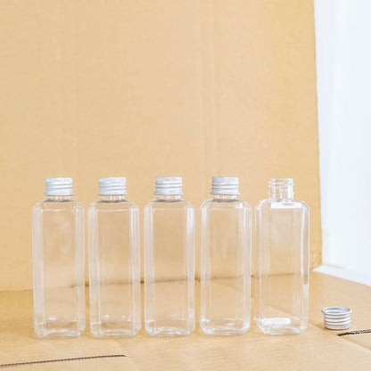 100ml Rectangle Bottles Travel Kit Refillable PET Plastic Square Portable Jar With Aluminium Screw Cap Leakage Proof Healthy