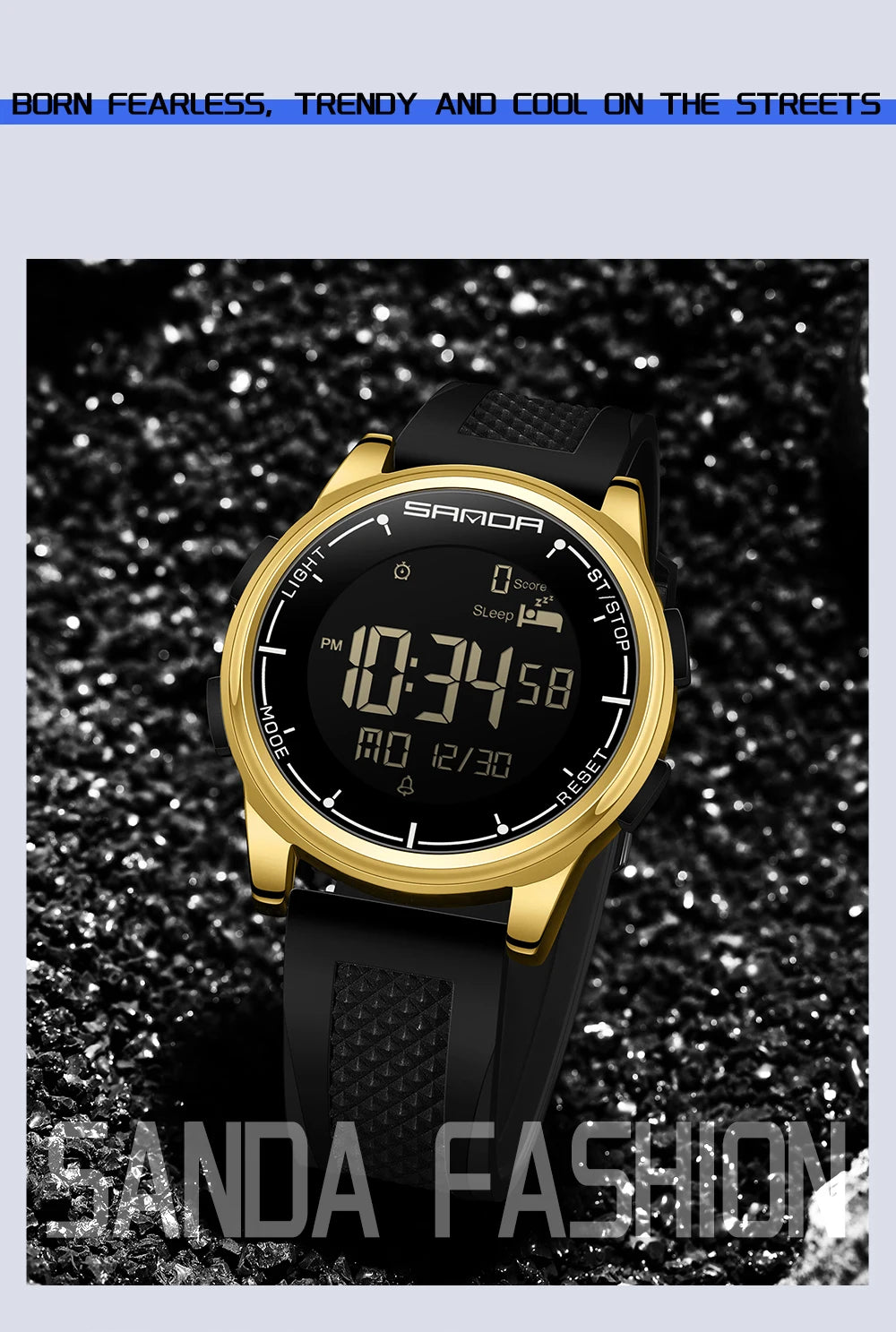 SANDA 9064 Student Sports Quartz LED Electronic Watch Calorimeter Step Electronic Watch Sleep Monitoring Smart Electronic Watch