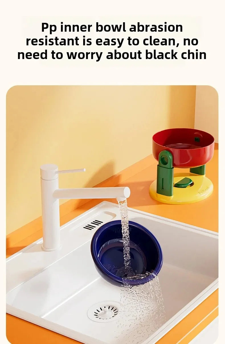 Pet Feeder Slow Feed Bowls Double Bowls Foldable with 3 Adjustable Height Suitable for Pets of Different Heights Water Feeding