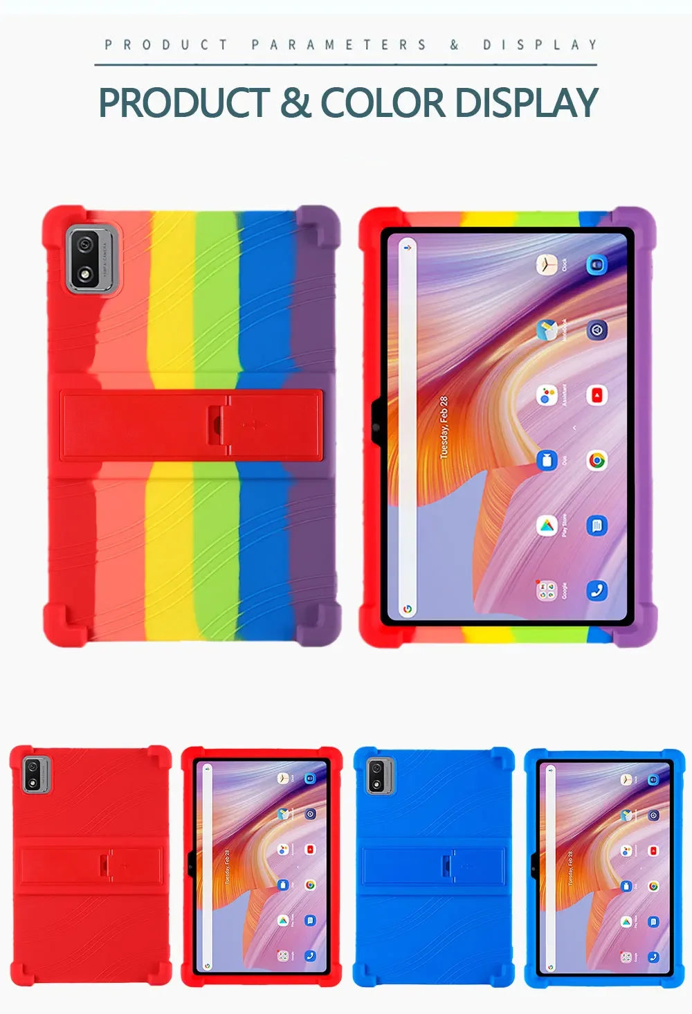 For CHUWI Hi10 XPro 2023 10.1" Tablet Shockproof Cover Tablet Kids Soft Android 13 Tablet Silicon Stand Protective Shell