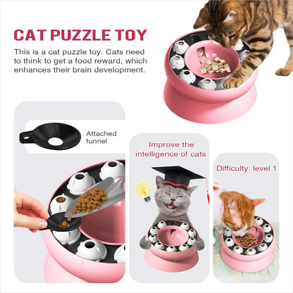 Cat Slow Feeder Raised Cat Dog Food Bowls with Stand Cat Puzzles Feeder Rotating Slow Feeder Non-Slip Food Bowls Slow Eating