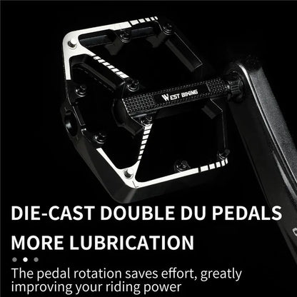WEST BIKING DU Bearing Bicycle Pedal Anti-slip Cycling Pedal Ultralight Aluminum Alloy MTB Road Bike Pedal Bike Accessories