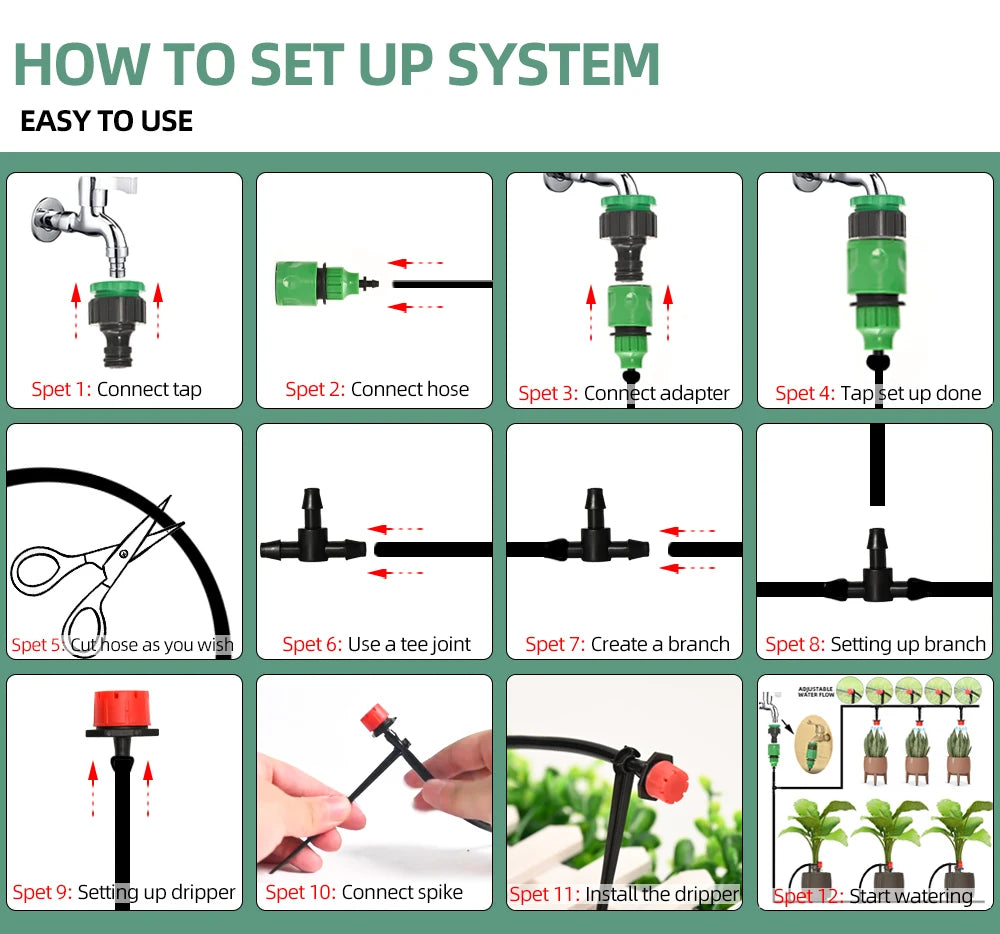 Watering System With Timer Micro Drippers For Irrigation Drip Irrigation System Watering Set Water Plant System Automatic