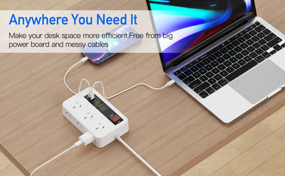 Australian plug power board 6/12 power sockets 6 USB (3A+3C) smart charging overload protection switch 1.8M extension cable