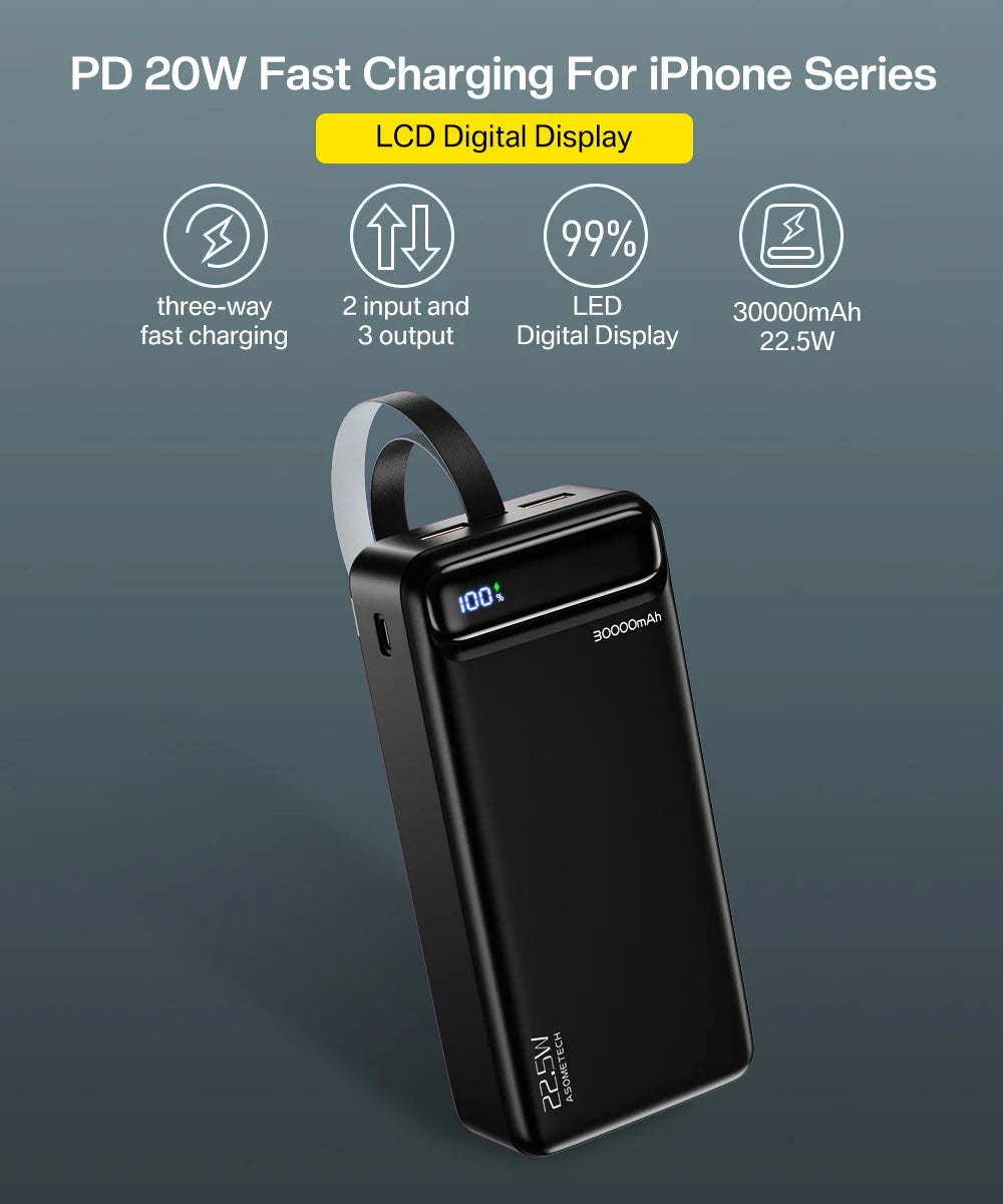 Power Bank 20000mAh 22.5W SCP Portable Charger Powerbank 10000 mAh External Battery PD 20W Fast Charging For iPhone 13 Xiaomi mi