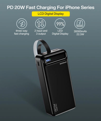 Power Bank 20000mAh 22.5W SCP Portable Charger Powerbank 10000 mAh External Battery PD 20W Fast Charging For iPhone 13 Xiaomi mi