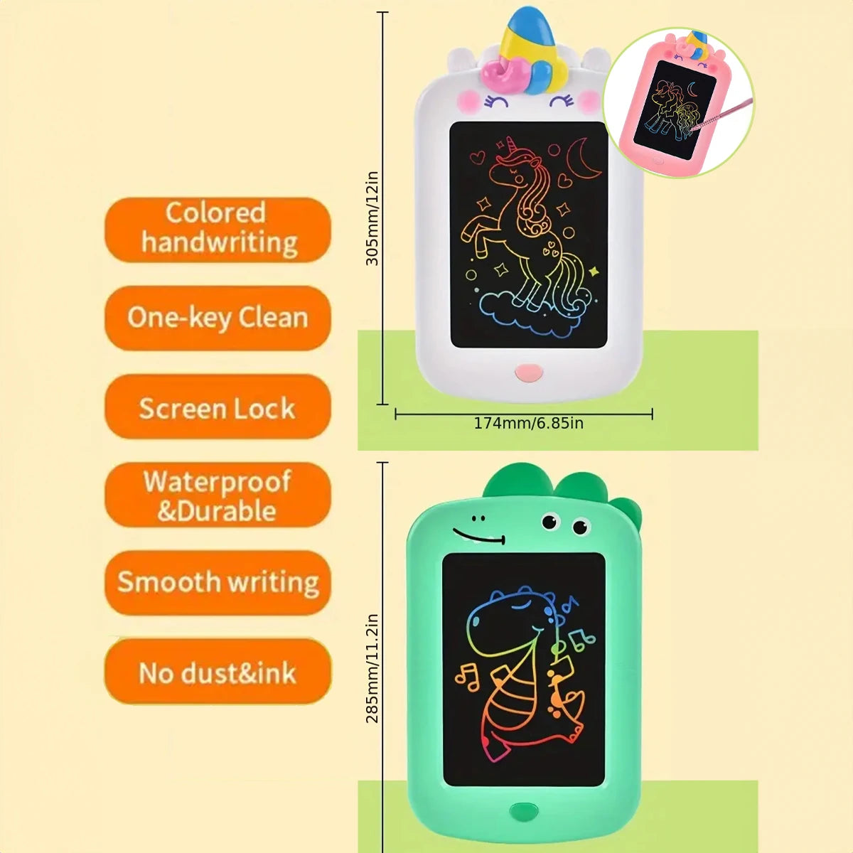 LCD Writing Tablet for Kids , Colorful Doodle Board Drawing Tablet with Lock Function, Erasable Reusable Writing Pad 8.5 Inch
