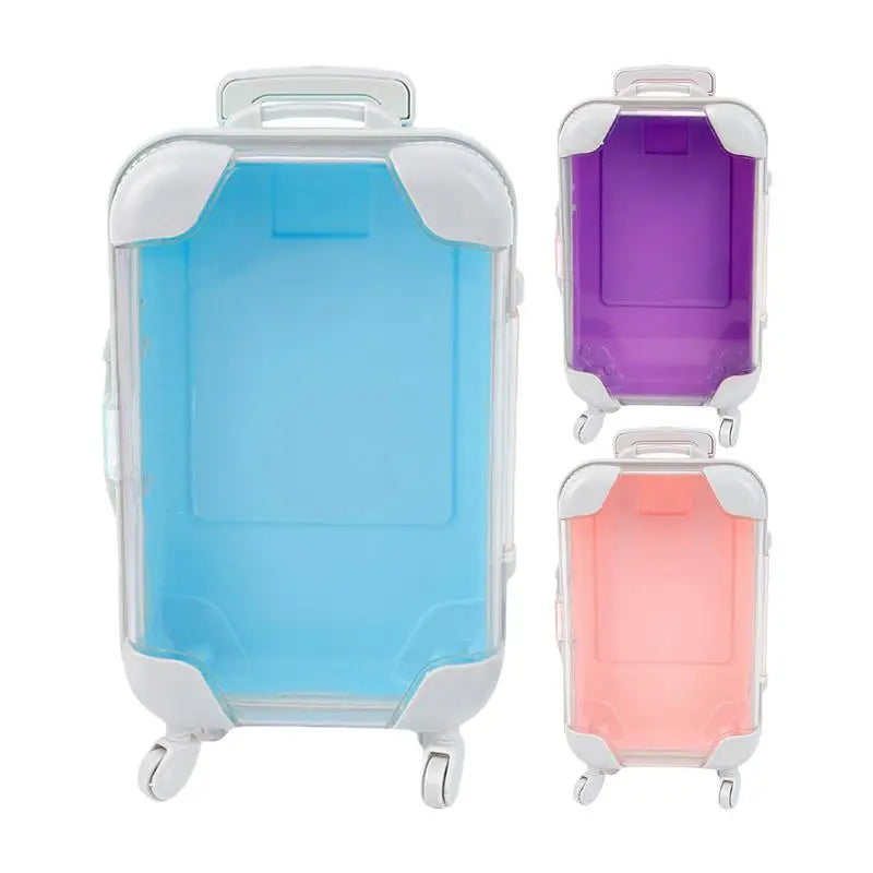Small travel Suitcase With Wheels Doll Accessories Simulation Pretend Play Toys Portable Storage Containers For Jewelry Candy