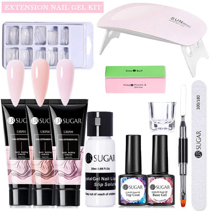 UR SUGAR Acrylic UV Gel Extension Nail Gel Kit Nude Glitter Color Fast Building Gel Nail Polish All For Manicure Nail Art Design