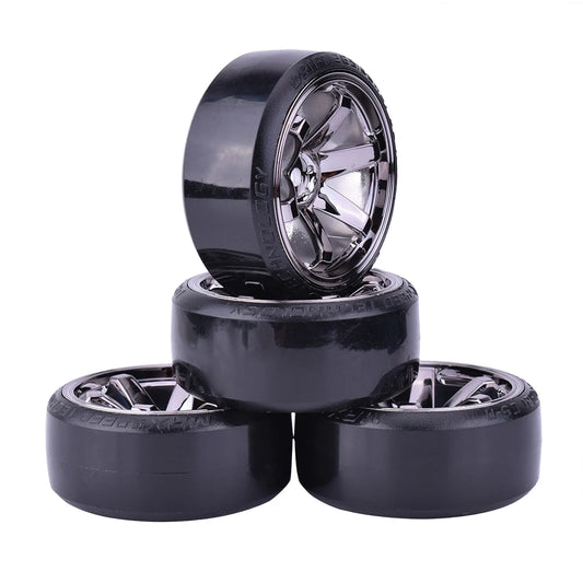 4Pcs AUSTAR Drift Car Tire Wheel Rim Hard Wheel Tyre for 1/10 Traxxas HSP Tamiya HPI Kyosho On-road Drifting RC Car Vehicle Part