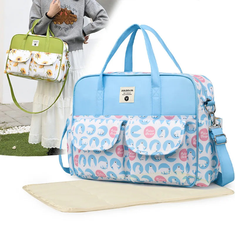 Diaper Pad Changing Bag Mother and Baby Bag Shoulder New Bag Going Out with Baby Light Bag Horizontal Hand-held Tote Bag