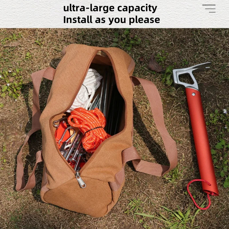 Camping Tools Storage Bag Large Capacity Cylinder Tent Stake Bag Lightweight Tent Peg Ground Nail Holder Bag for Outdoor Camping