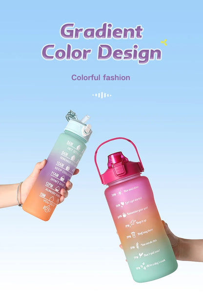 Water Bottle Motivational Drinking Bottle Sports Water Bottle with Time Marker Portable Reusable Plastic Cups Outdoor Travel Gym
