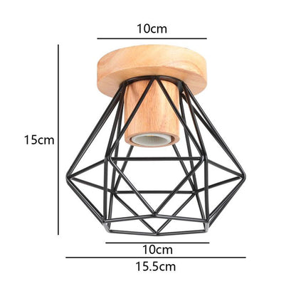 LED E27 Ceiling Lights Vintage Industrial Wood Ceiling Lamp for Kitchen Living Room Bar Restaurant Wire Cage Lampshade Lighting