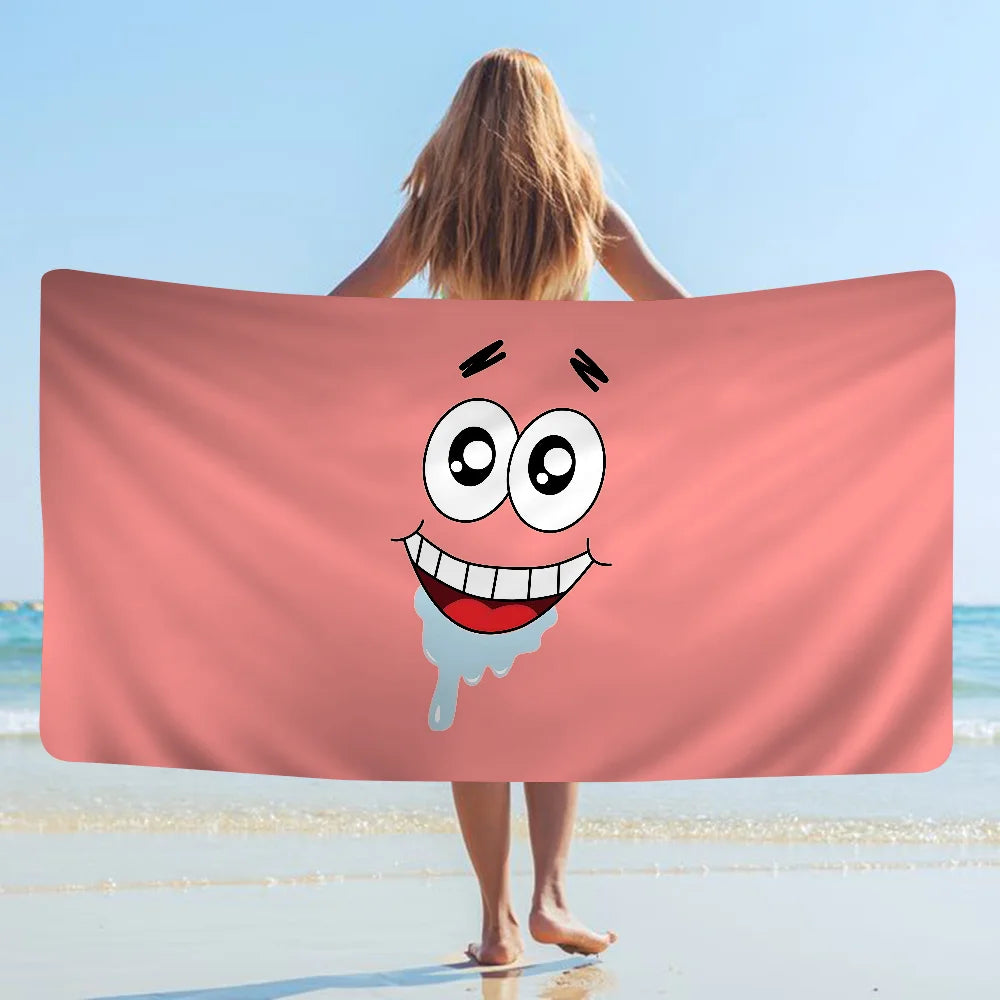 S-SpongeBobs Cartoon Beach Towels Shower Towel Sauna Travel Spa Microfiber Quick Dry Gym Accessories Cute Room Decor