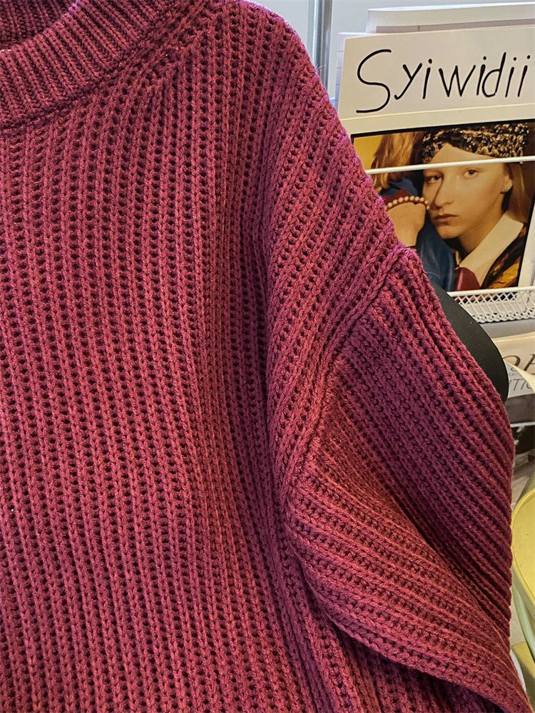 Syiwidii Oversized Sweaters for Women Knit Pullover Spring Autumn Winter Long Sleeve Causal Fashion Elegant Ladies Loose Jumpers