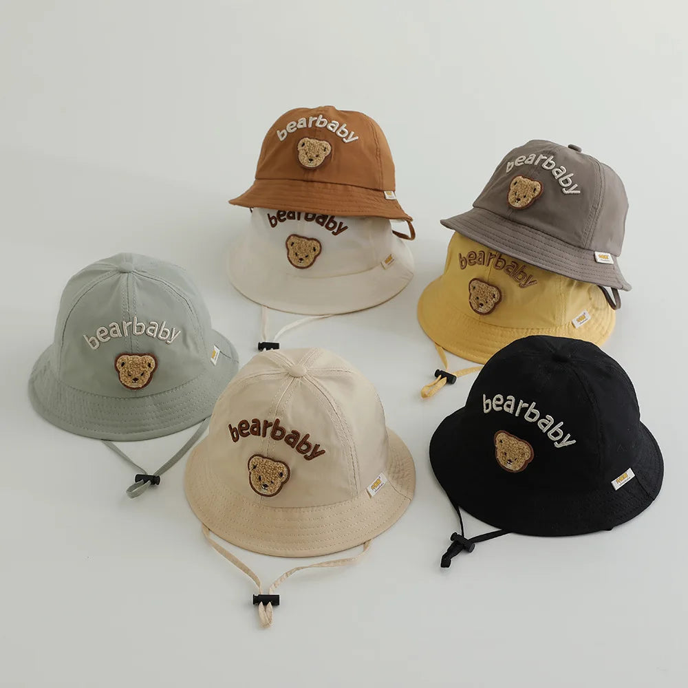 Cute Bear Baby Bucket Hats Korean Boy Girl Summer Uv Protection Fisherman Caps Kids Outdoor Sunshade Panama Basin Caps