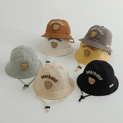 Cute Bear Baby Bucket Hats Korean Boy Girl Summer Uv Protection Fisherman Caps Kids Outdoor Sunshade Panama Basin Caps