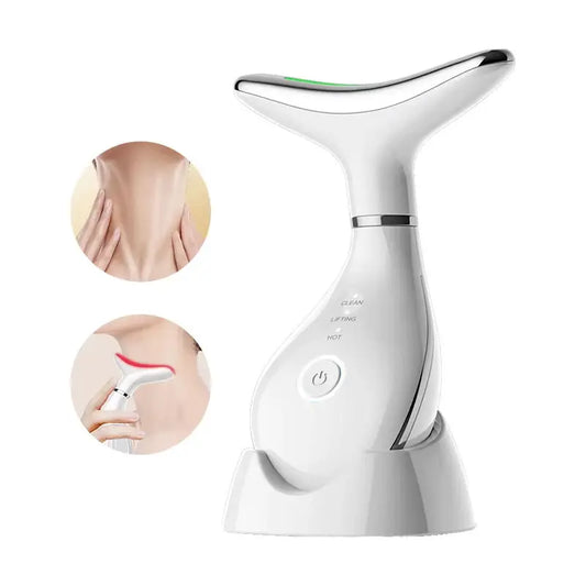 Neck Beauty Instrument with Base Microcurrent Facial Massager LED Photon Skin Rejuvenation Neck Face Skin Care Tool for Wrinkle
