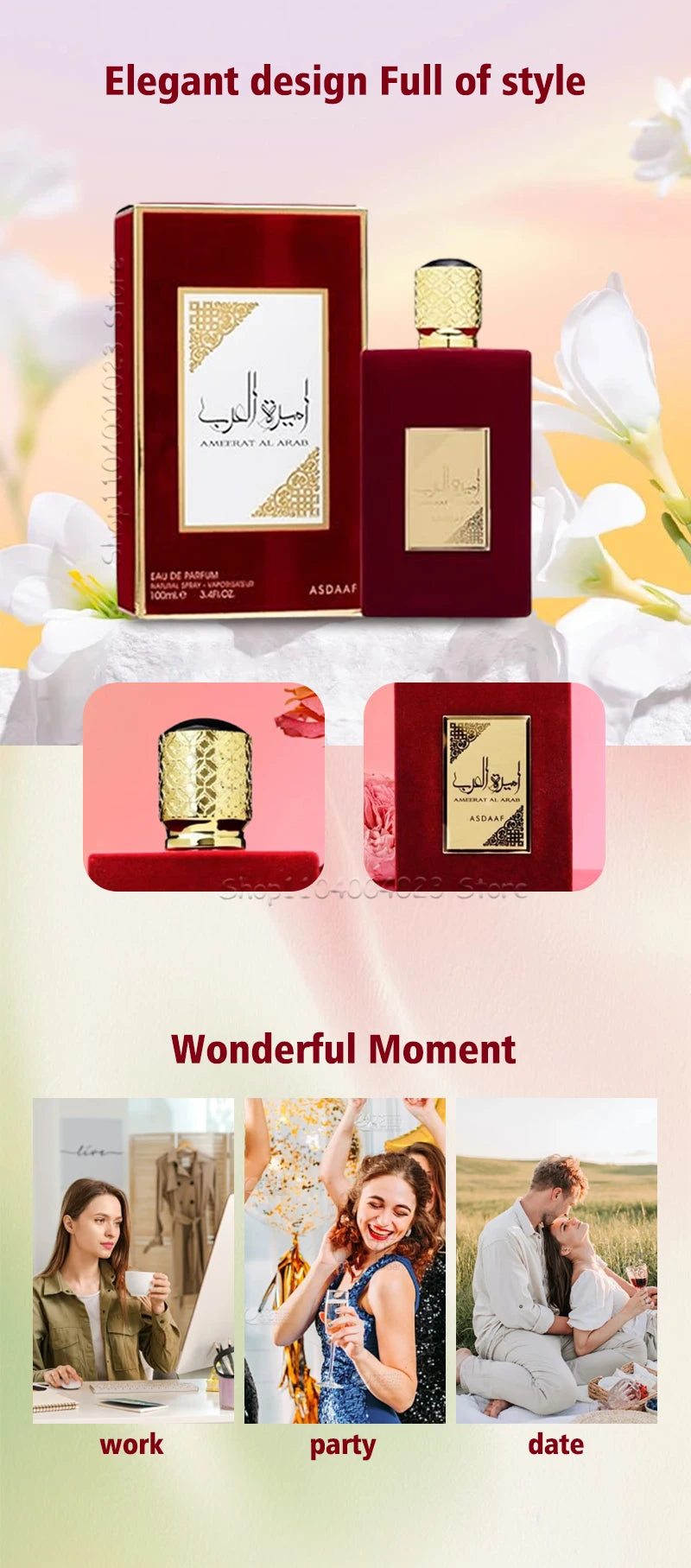 Asdaaf Ameerat Al Arab Eau de Parfum Spray Dubai Original Perfumes Lattafa Perfumes Woman Eau De Parfum Original Arab Perfumes