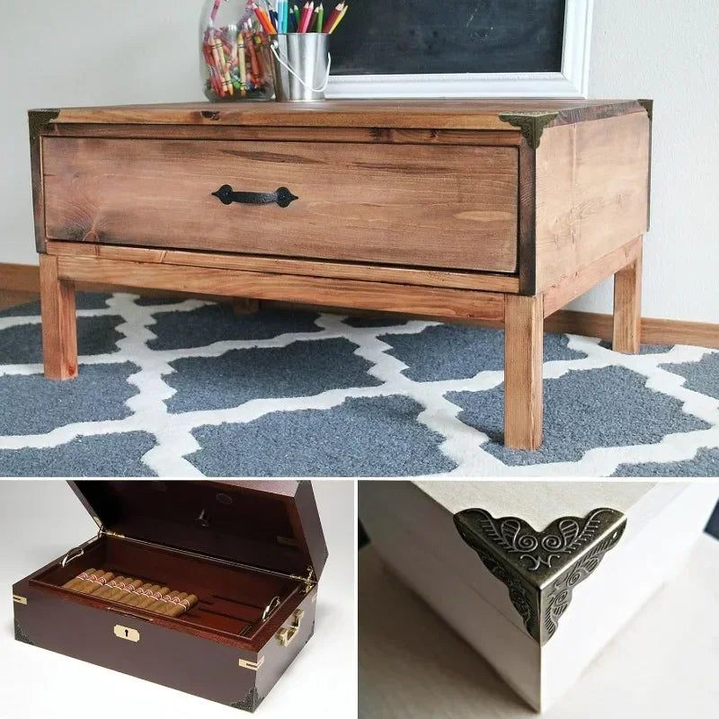 Antique Corner Protector Furniture Corners with Screws Jewelry Box Table Corner Brackets DIY Furniture Decorative Metal Corners