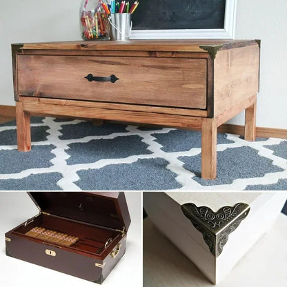 Antique Corner Protector Furniture Corners with Screws Jewelry Box Table Corner Brackets DIY Furniture Decorative Metal Corners