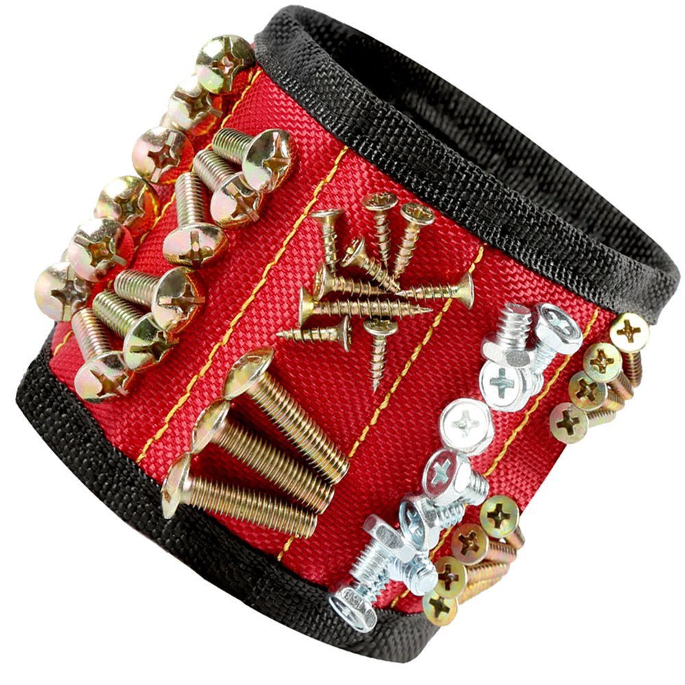 Magnetic Wristband Magnet Arm Band 10 Strong Neodymium Magnets Embedded Throughout Wristband For Holding Screws, Bits, And More