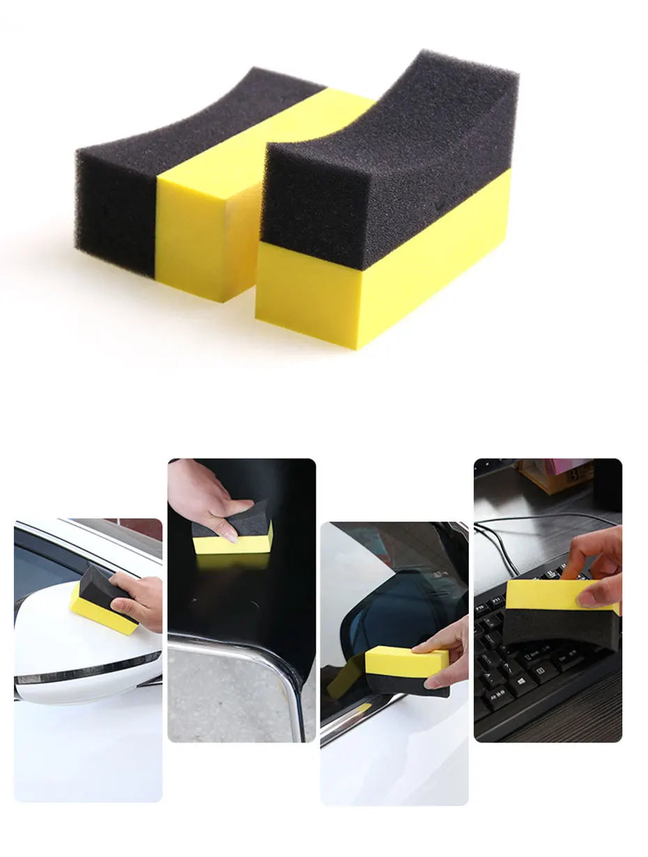 5/10pcs Auto Cleaning Sponge Brush Set for Car Wheel Tire Wash Wipe Water Suction Sponge Pad Wax Polishing Tyre Brushes Tools