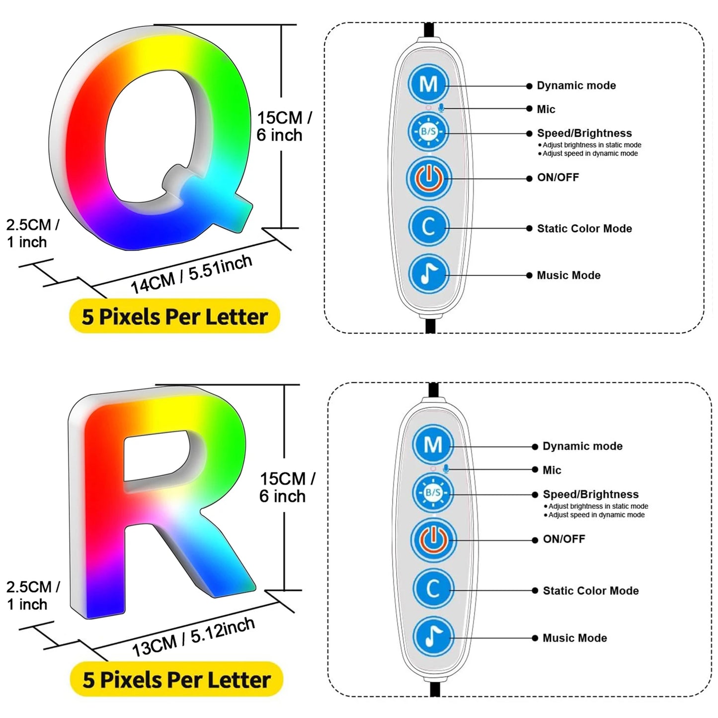 Smart LED Letters Lights Alphabet Light Decorative Name Letter Number Lamp Night Light USB MeRGBW App Music Sync Logo Game Home