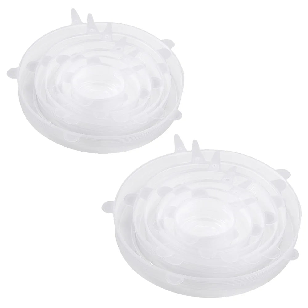 JUSTOOL 12 Pcs Stretchable Silicone Fresh-Keeping Lid For Refrigerator Food Cling Film Bowl Lids Silicone Lid Set Fresh-Keeping