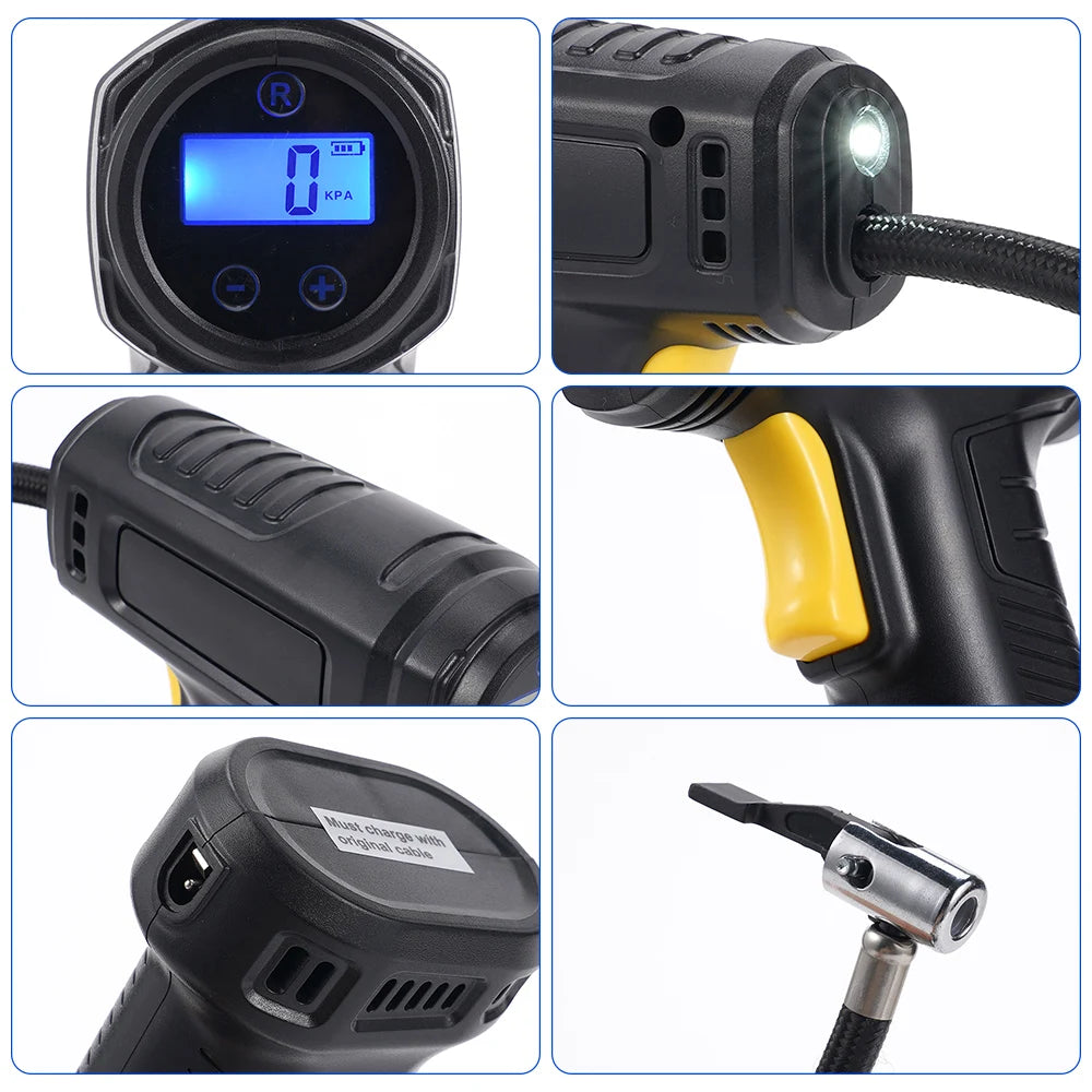 Electric Vehicle Air Pump Household Small Car Portable Tire Air Pump Wireless Charging Handheld Intelligent Digital Display