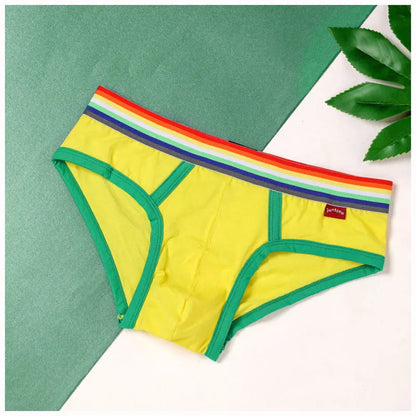 Sexy Mens Underwear Rainbow Belt Briefs Fashion Cotton Panties Youth Breathable Underwear Briefs Low Waist Underpants For Male
